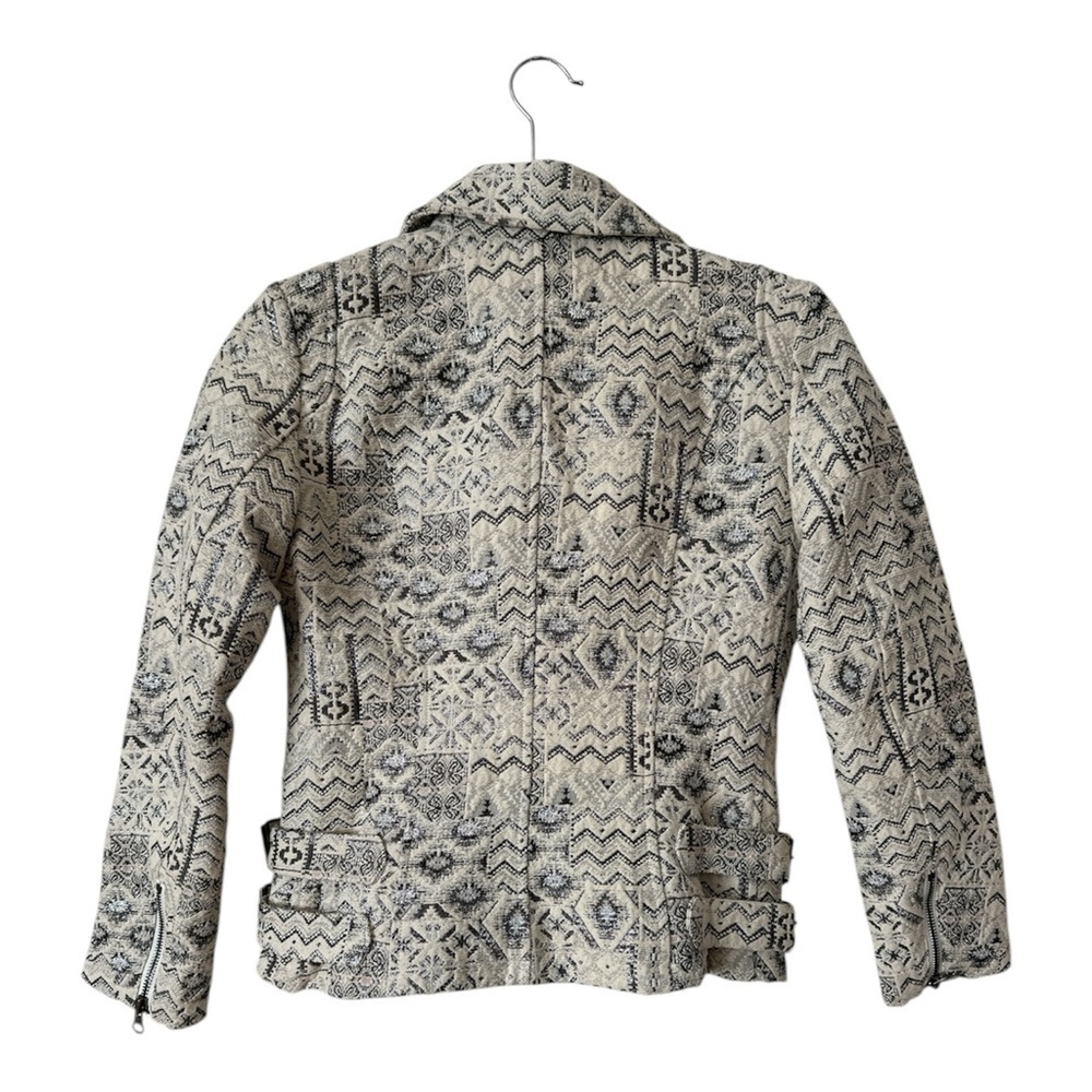 Capulet Metallic Silver Print Ivory Motorcycle Jacket size Small - Picture 2 of 6